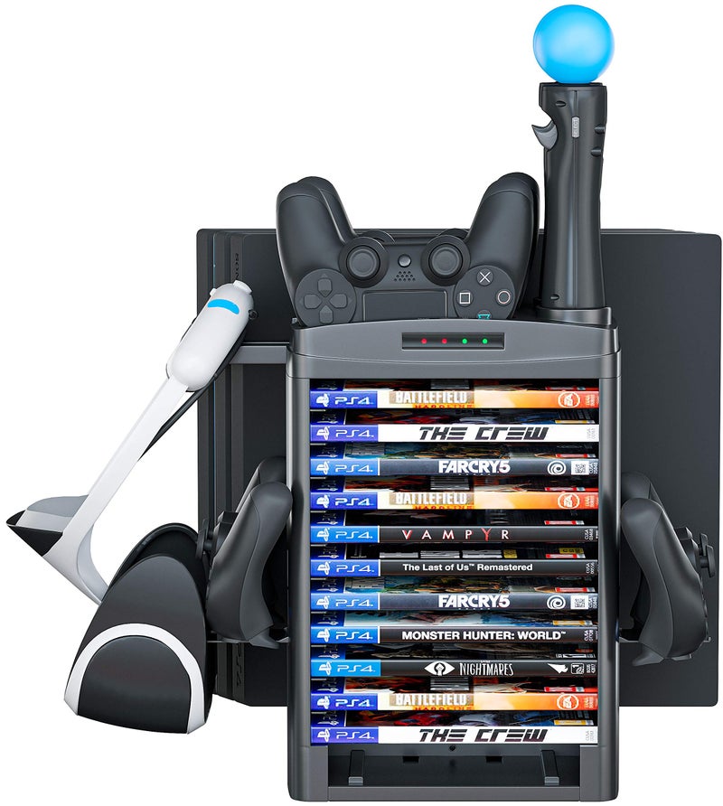 Skywin Charging Station Compatible with PS4 VR Headset - PSVR Charging Stand with Game Disc Rack, Headset and Console Stand, Cooling Fan, Controller Charger and USB Hub - Multipurpose VR Stand - Image 4